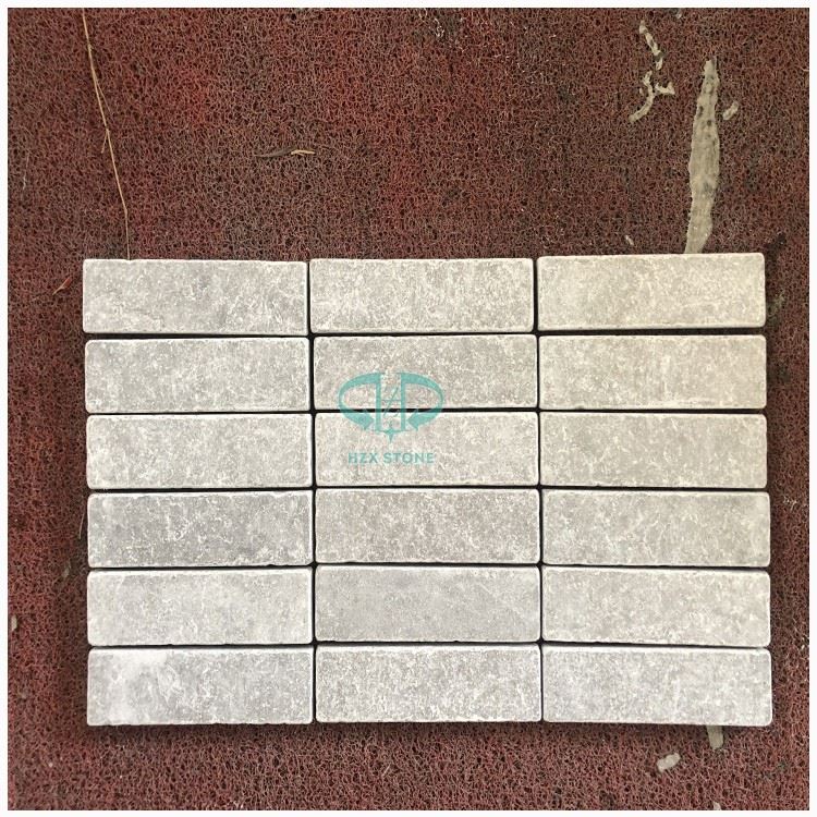 Cindy Grey Marble Tumbled Strip Mosaic Tiles