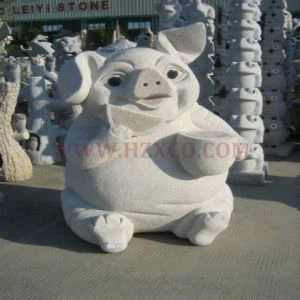 Бяла гранитна свинска скулптура